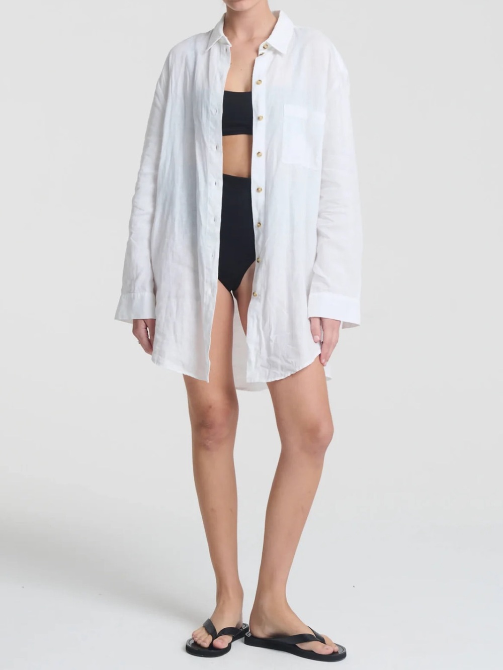 ASCENO Formentera Oversized Shirt White Organic Linen Like new Large $450